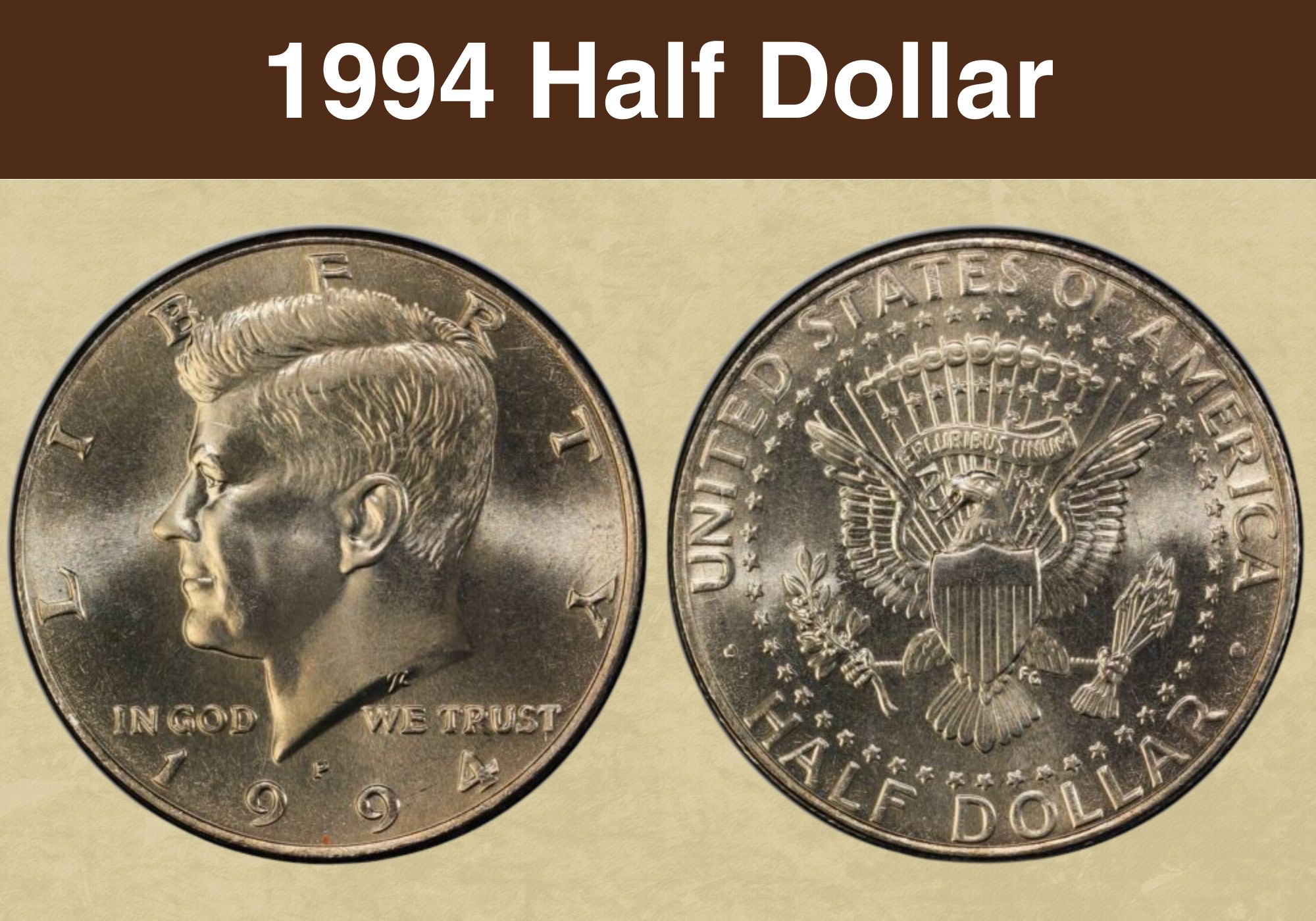 1994 Kennedy half dollar obverse and reverse showing gem uncirculated quality